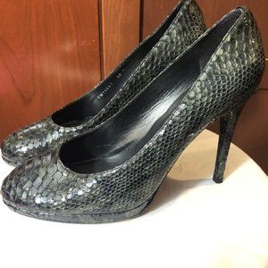 Stuart Weitzman grey snakeskin high heels